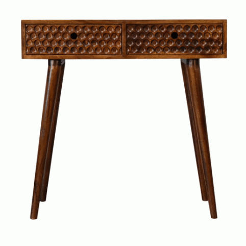 Chestnut Wood Finish 2 Drawer Console Table