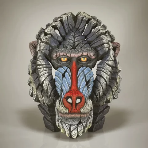 Hand Painted Mandrill Bust Sculpture